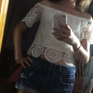 White off the shoulder top